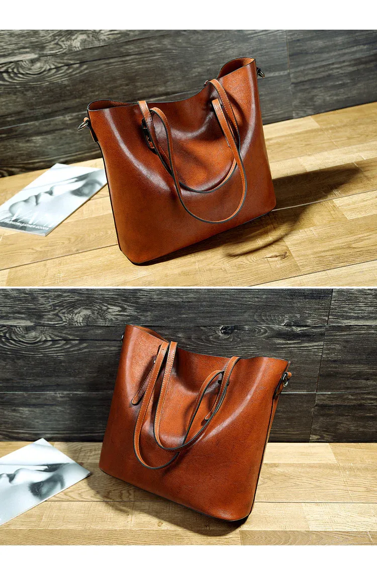 ÉléganceCuir - Sac Porté Épaule en Cuir Ciré, Style Tote Pratique – Image 4