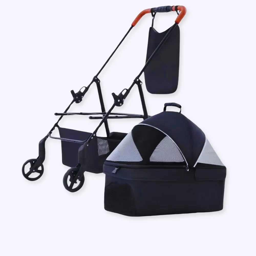 Poussette pour chien avec panier détachable