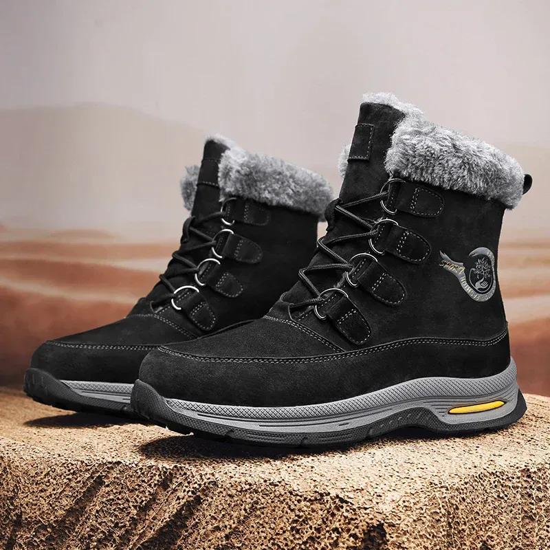 Montagne Chic - Bottes d'hiver noires isolées pour aventures extérieures